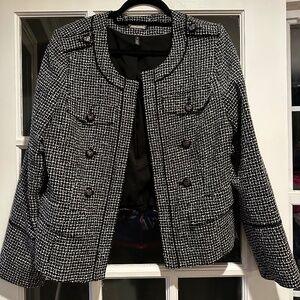 White House Black Market Tweed Jacket Women’s 14 Black & White Career Blazer